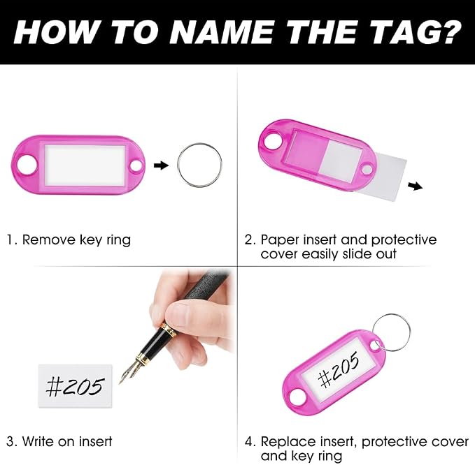 Key Labels, Key Tags, 30 Pack Plastic Key Tags - Image 3