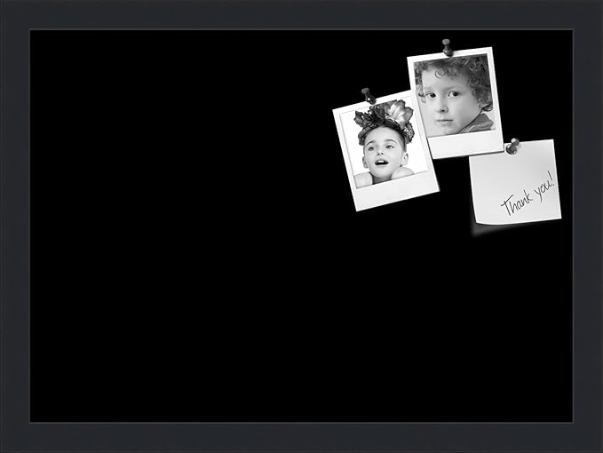 PinPix 18x13 Inch Cork Bulletin Board. This Decorative Framed Pin Board Comes with Solid Black Design and a Satin Black Frame. Ideal for Home Office Decor or Message Board (PinPix-622)-DeskLoop Office