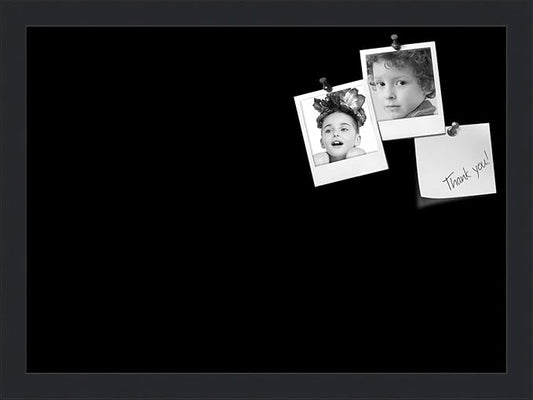 PinPix 18x13 Inch Cork Bulletin Board. This Decorative Framed Pin Board Comes with Solid Black Design and a Satin Black Frame. Ideal for Home Office Decor or Message Board (PinPix-622)-DeskLoop Office