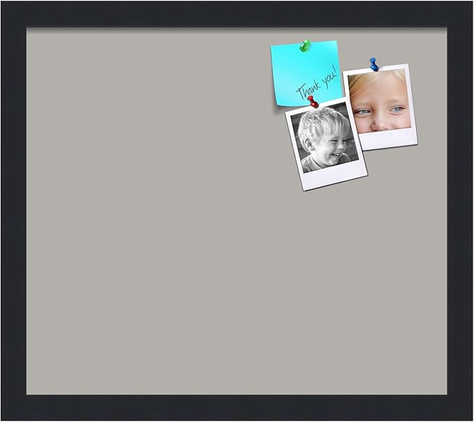 PinPix 16x14 Inch Cork Bulletin Board. This Decorative Framed Pin Board Comes with Dark Stone Design and a Satin Black Frame. Ideal for Home Office Decor or Message Board (PinPix-1808)-DeskLoop Office