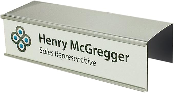 The Original Aluminum Cubicle Custom Name Plate Holder Silver | Silver base - Image 2