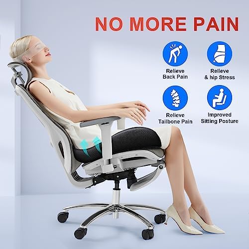 Benazcap Seat Cushion Office Chair Cushions Butt Pillow for Car Long Sitting, Memory Foam Chair Pad for Back, Coccyx, Tailbone Pain Relief for Gaming Chair and Car Seat-DeskLoop Office