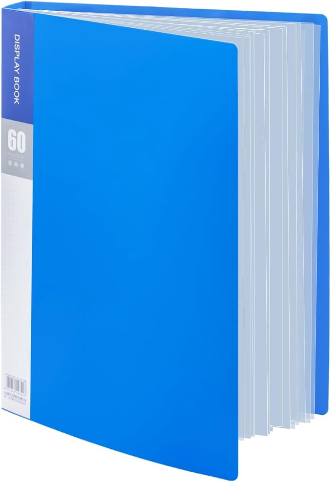 M&G 60 Pocket Binder with Plastic Sleeves（Blue, Presentation Book, 8.5 x 11.8 by MG