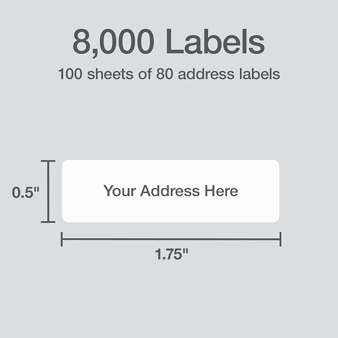 Redi-Tag 0.5" x 1.75" Address Labels, 8000 per Pack, Laser Printer Labels - Image 2
