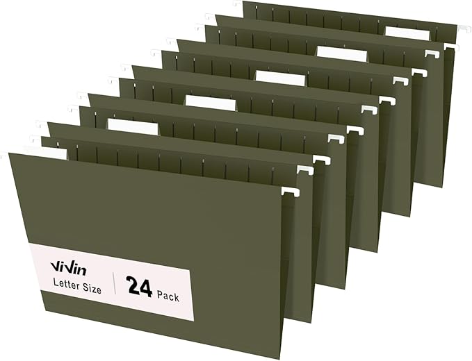 ViVin Hanging File Folders, 1/5-Cut Adjustable Tabs by ViVin