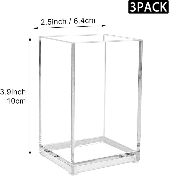 Cerpourt 3 Pack Clear Acrylic Makeup Brush Holder, Acrylic Cosmetic Brushes - Image 5