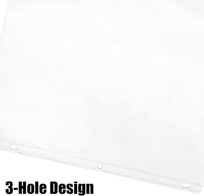 30 Pack Binder Pockets, 3 Ring Hole Binder Pouch, PVC Loose Leaf Binder Sleeves - Image 5