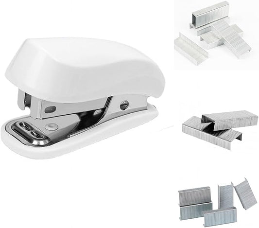 White Color Mini Stapler with Staples, Small Cute Stapler by Knamoda