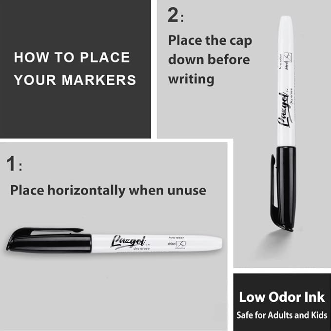 LAZGOL Dry Erase Markers Bulk, 96 Pack Black Dry Erase Markers Chisel Tip - Image 4