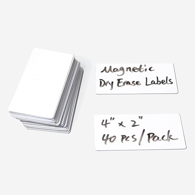 Dry Erase Magnetic Labels: 40PCS, 4x2”Blank Magnets Name Tags Plates - Image 6