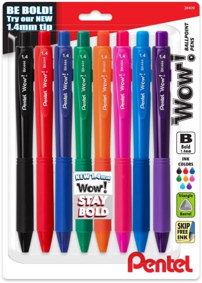 Pentel Wow! Retractable Ballpoint Pen, Bold Line, 8 Pack by PentelofAmerica