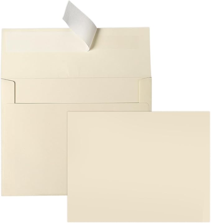 Goefun Ivory Blank Cards and Envelopes, Cream Flat Note Cards 4.25 x 5.5 and A2 by Goefun