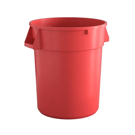 32 Gallon Red Round Commercial Trash Can-DeskLoop Office