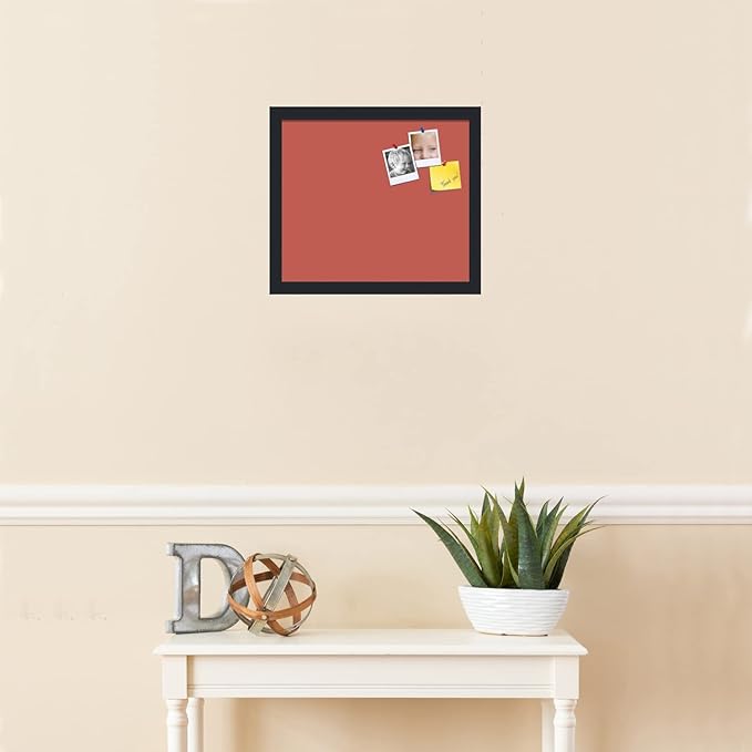 PinPix 15x13 Inch Cork Bulletin Board. This Decorative Framed Pin Board Comes with Crimson Pastel Design and a Satin Black Frame. Ideal for Home Office Decor or Message Board (PinPix-1807)-DeskLoop Office