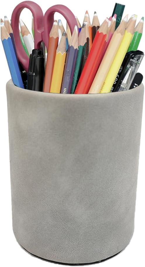 Pen Pencil Holder Cup Container Leather Desk Organizer Stand Decor Brush by Fosinz