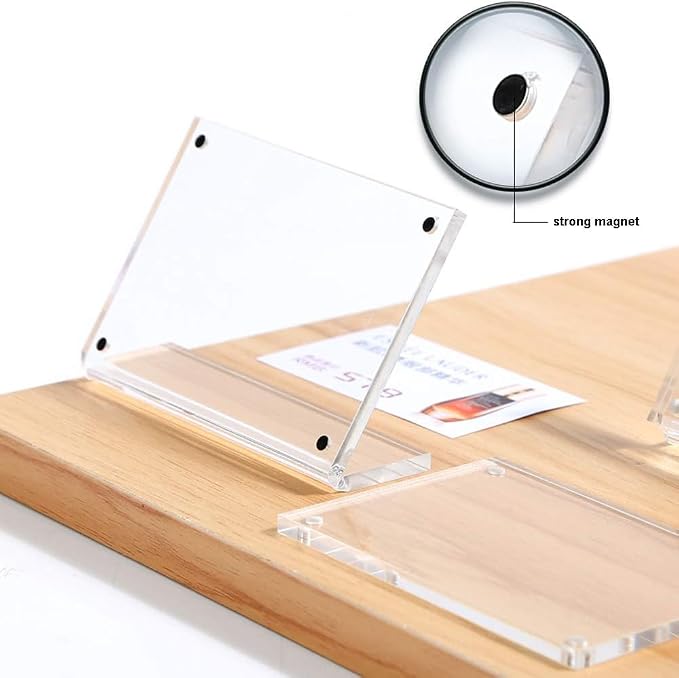2 Pack Acrylic Label Holder Price Tag Displays Sign Holder Horizontal Slanted - Image 4