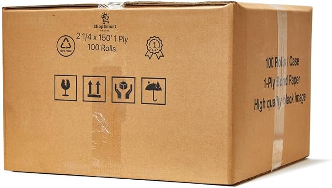 (50 Rolls) 2 1/4 x 150 ft White Adding Machine Tape Paper Rolls Premium One Ply Register/Adding Machine/Calculator Paper Rolls Printing Calculator 10 Key-DeskLoop Office