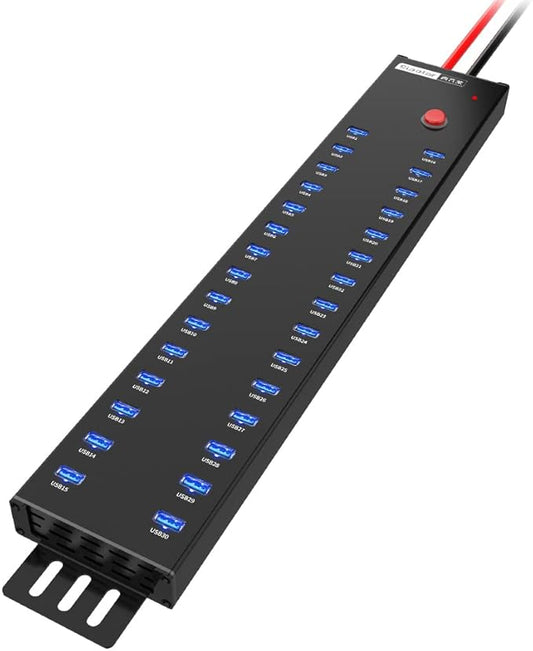 Industrial USB 2.0 Hub 30 Ports with 300W Power Supply Wall Mountable Support Refurbishing and Brush, Batch Data Transfer-DeskLoop Office