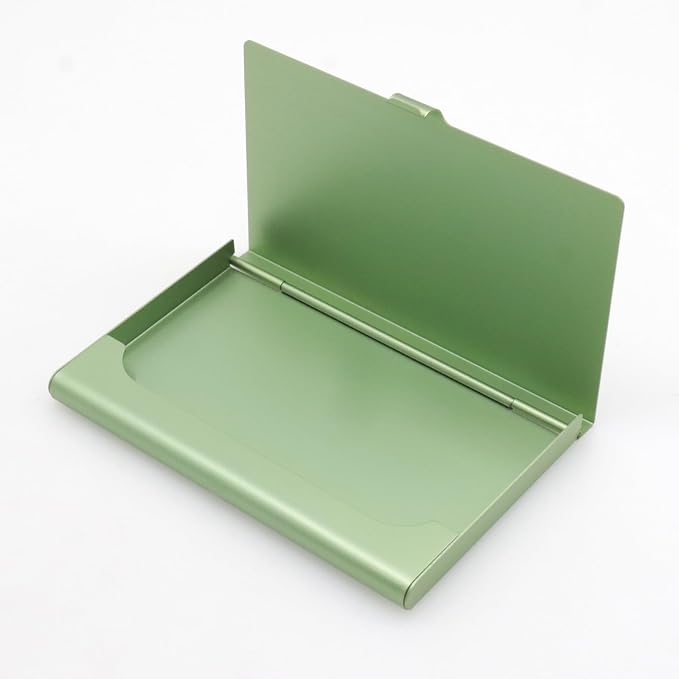 2-Pack Green Aluminum Business Card Holder Slim Flip Pocket Case | aluminum - Image 2