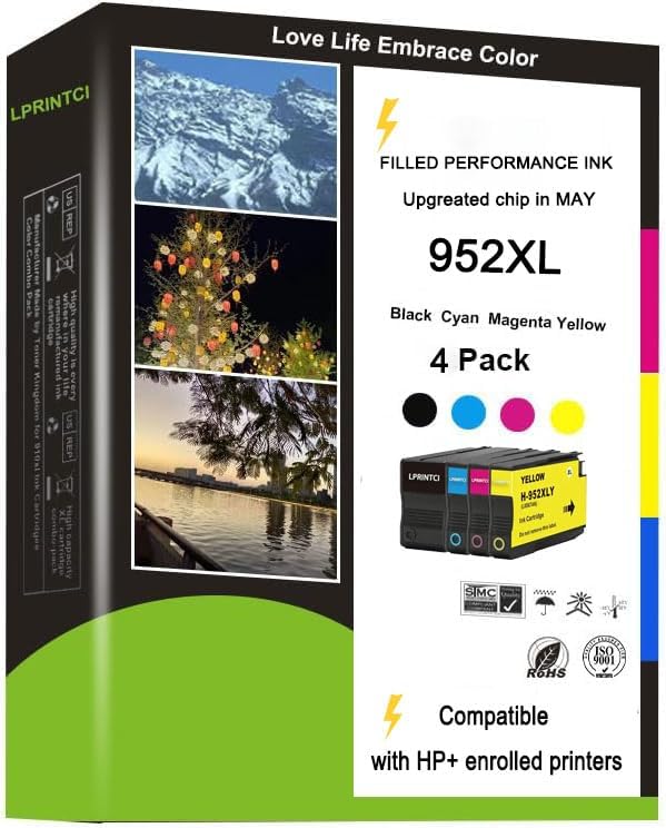 952XL Ink Cartridges Combo Pack Compatible for 8710 7740 Printer for OfficeJet Pro 8720 8725 8210 8715 8702 8740 7720 8730 8216 Printer （4-Pack）-DeskLoop Office