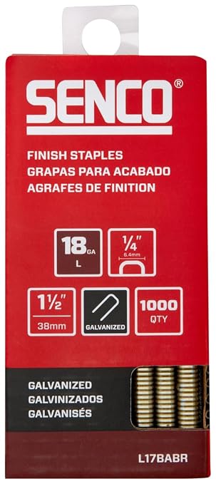 SENCO L17BABR 18 Gauge, 1/4" Crown Finish Staples, 1 1/2" Length, Galvanized 1 by SENCO