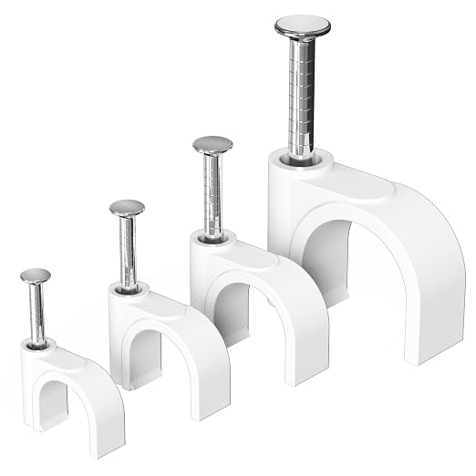 Jadaol Cable Clips with Nails, 400 Pack Cord Wire Clips, Nail-in Round Cable by Jadaol