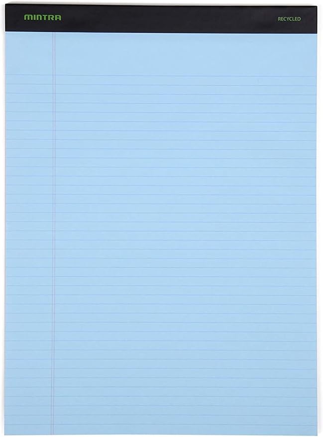 Mintra Office Legal Pads, ((Basic 6pk - (Pastel Version #3), 8.5in x 11in, Narrow Ruled)) - Includes 2 Blue Writing Pads, 2 Pink Writing Pads and 2 Green Writing Pads-DeskLoop Office