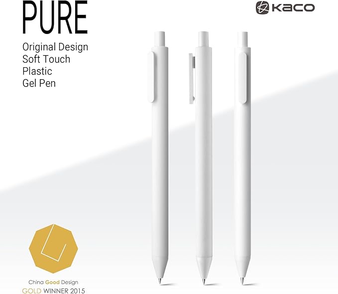 Kaco PURE White Gel Pens 0.7mm Fine Point Black Ink 10 Count, Quick Dry Smooth - Image 2