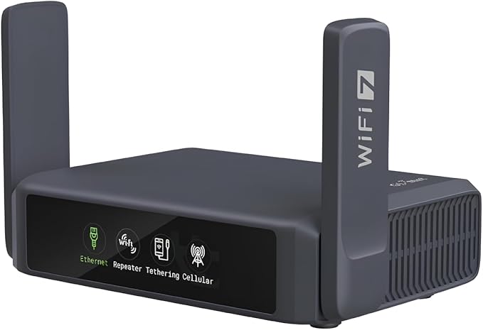 GL.iNet GL-BE3600 (Slate 7) Portable Travel Router, Pocket Dual-Band Wi-Fi 7, 2.5G Router, Portable VPN Routers WiFi for Travel, Public Computer Routers, Business Trip, Moblie/RV/Cruise/Plane-DeskLoop Office