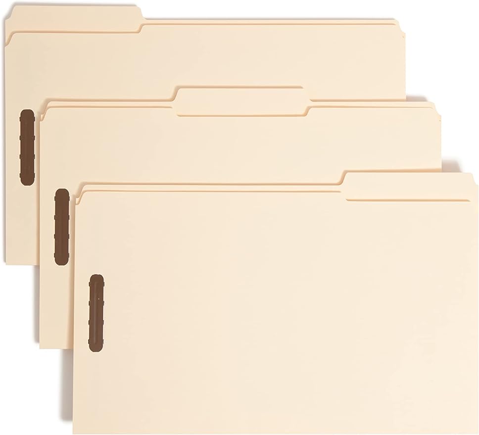 Smead Fastener File Folder, 2 Fasteners, Reinforced 1/3- Cut Tab, Legal Size by SMEAD