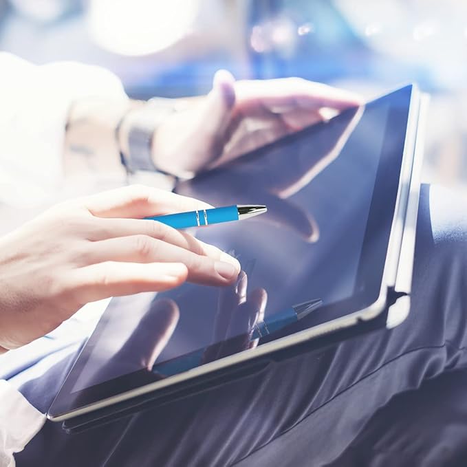 Ballpoint Pen with Stylus Tip, Soft Touch Click Metal Pen, 1.0mm Medium Point, Black Ink, 12 Count(4 Colors)-DeskLoop Office