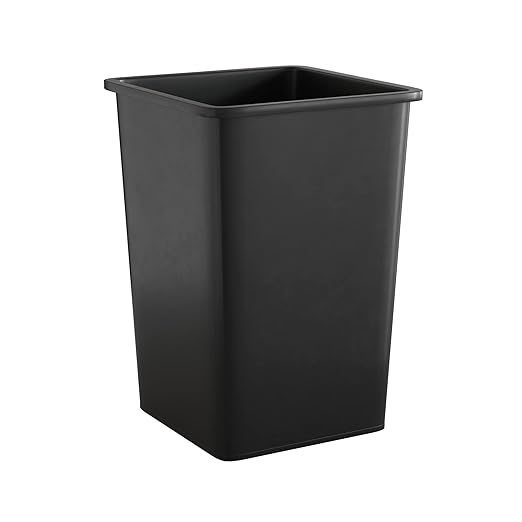 35 Gallon Black Square Commercial Trash Can-DeskLoop Office