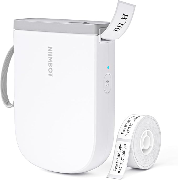 NIIMBOT Label Maker with Tape D11 0.5 Inch Bluetooth 300 DPI Portable Label Printer Rechargeable White-DeskLoop Office