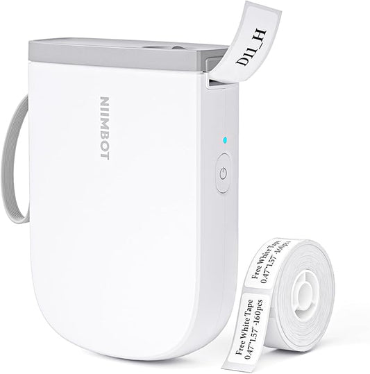 NIIMBOT Label Maker with Tape D11 0.5 Inch Bluetooth 300 DPI Portable Label Printer Rechargeable White-DeskLoop Office
