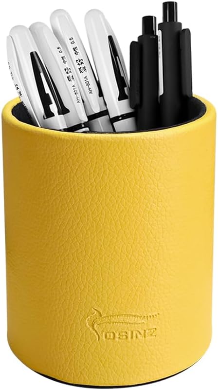 Pen Pencil Holder Cup Container PU Leather Desk Organizer Stand Decor Brush by Fosinz