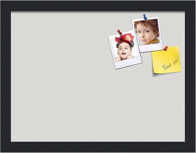 PinPix 16x12 Inch Cork Bulletin Board. This Decorative Framed Pin Board Comes with Light Stone Design and a Satin Black Frame. Ideal for Home Office Decor or Message Board (PinPix-1809)-DeskLoop Office