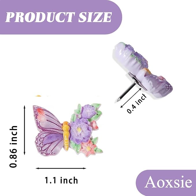 18pcs Decorative Cute Push Pins Flower Butterfly Thumbtacks Thumb Tacks Pushpins - Image 2