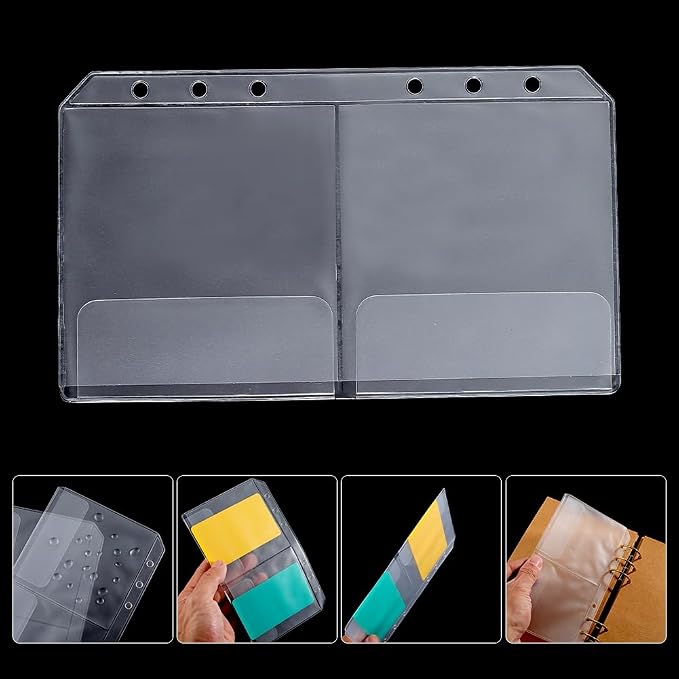 24 Pockets 12 Pack A6 Cash Binder Envelopes Clear Zipper Binder Pocket 6 Rings - Image 4