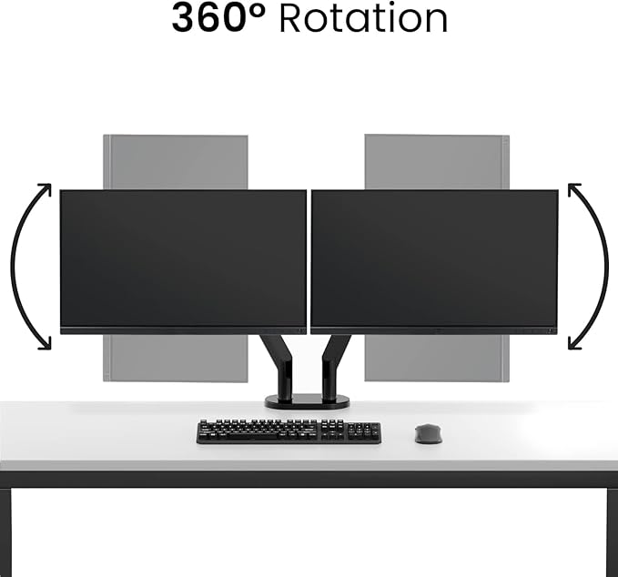 EVEO Premium Dual Monitor Mount 14"-35” Dual Monitor Arm VESA Bracket Adjustable Height Gas Spring Dual Monitor Stand, Screen Full Motion Dual Monitor Arm-Computer Monitor Stand for 2 Screens - Red-DeskLoop Office