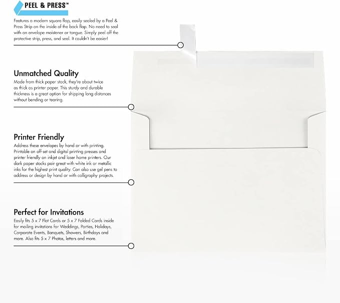 LUXPaper A7 Invitation Envelopes | Peel & Press | 5 1/4" x 7 1/4" | Natural - Image 8