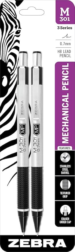 Zebra Pen, M-301 Mechanical Pencil, 0.7mm Point, Stainless Steel Barrel by ZebraPen