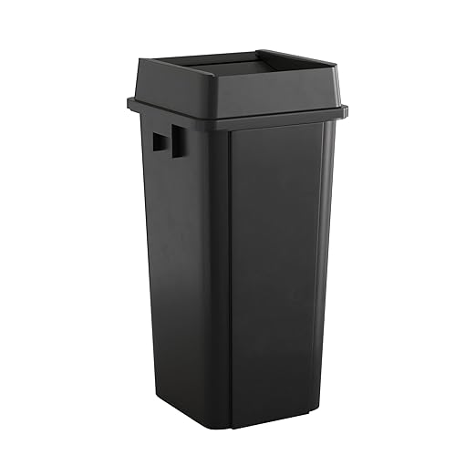 23 Gallon Black Square Commercial Trash Can with Lid-DeskLoop Office