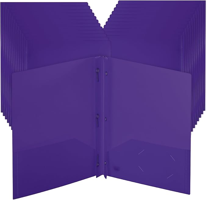 Mr. Pen- Plastic Folders with Pockets and Prongs, 24 Pack, Letter Size | Purple by MrPen