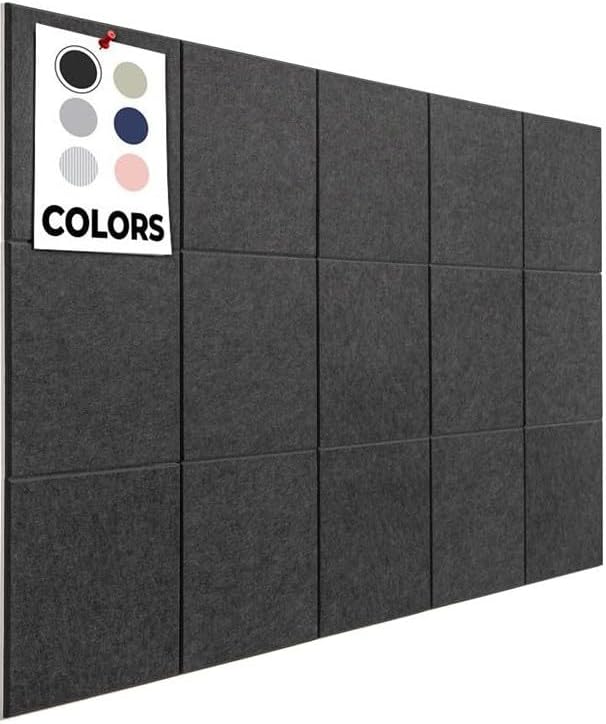 Cork Boards for Office, Dart Board Wall Protector, 59"x36" | 15 Pack | Black Bulletin Board, Cork Board, Cork Board Squares, Homasote Board, Bulletin Board Tiles (Gray Black)-DeskLoop Office