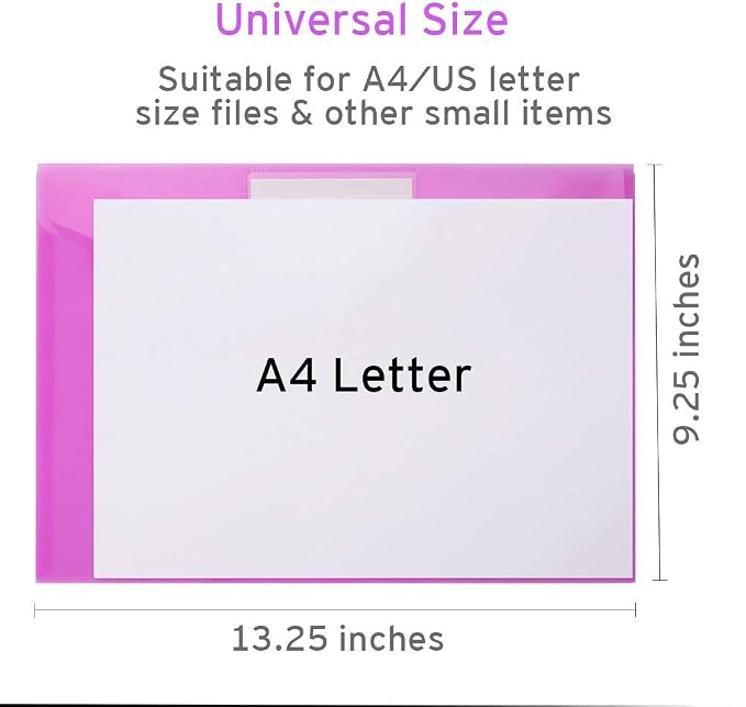 Sooez 6 Pack Folders Plastic Envelopes, Letter A4 Size Poly File Envelopes - Image 6