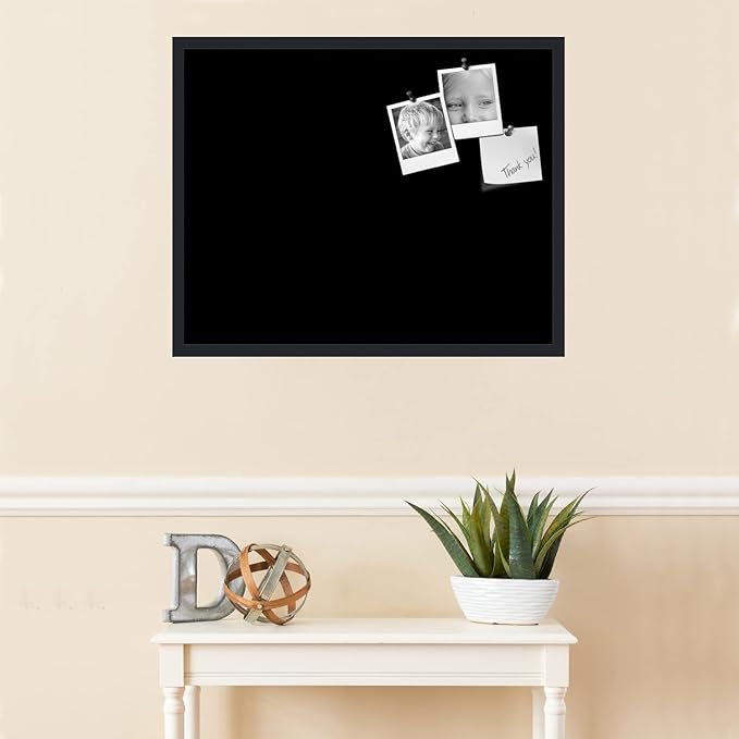 PinPix 30x24 Inch Cork Bulletin Board. This Decorative Framed Pin Board Comes with Solid Black Design and a Satin Black Frame. Ideal for Home Office Decor or Message Board (PinPix-622)-DeskLoop Office