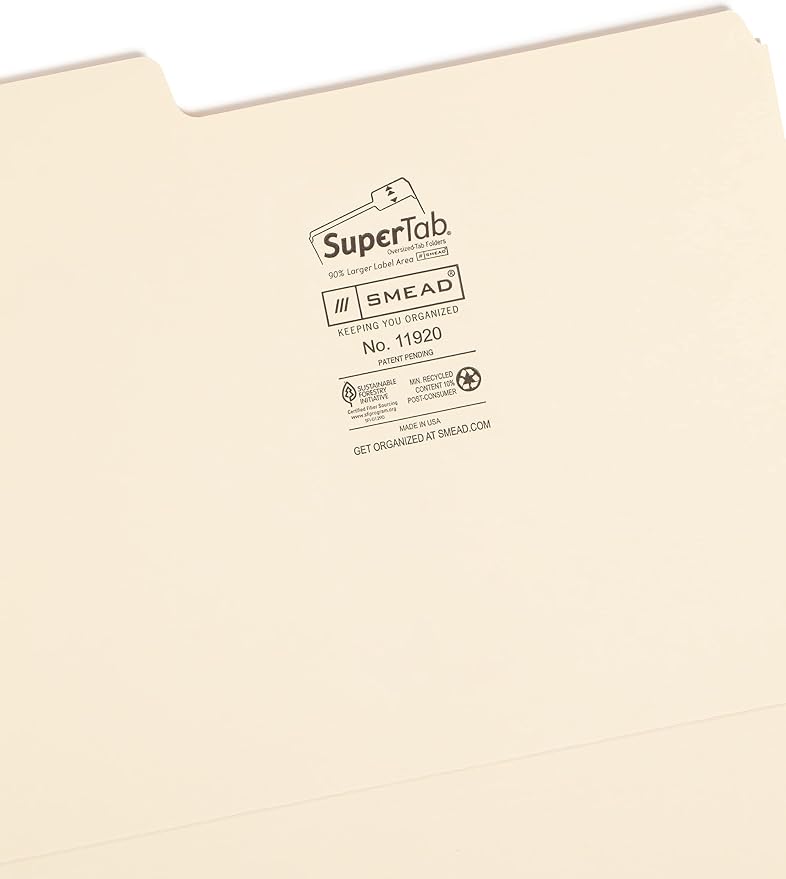 Smead SuperTab File Folder, Oversized 1/3-Cut Tab, Letter Size, 24 Per Pack - Image 3