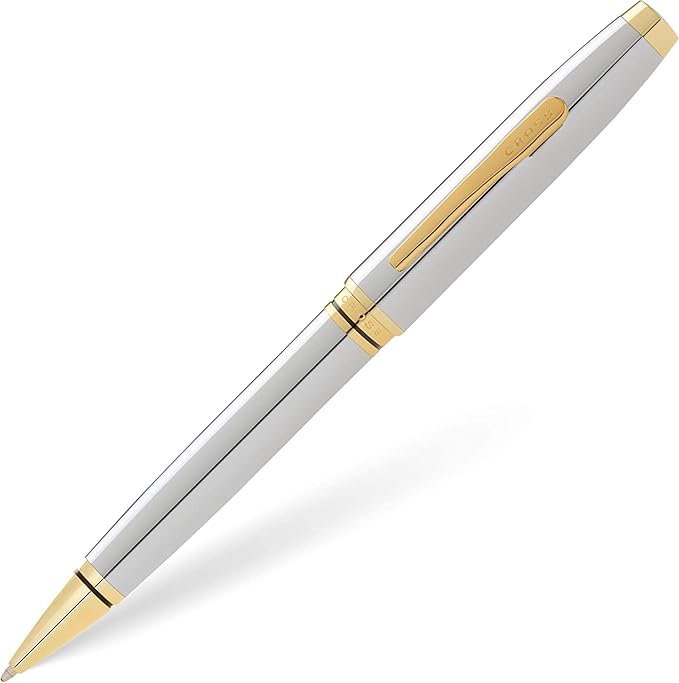 Cross Coventry Refillable Ballpoint Pen Presented in a Everyday Gift Box - Medium Point, Black Ink, Polished Chrome & Gold-DeskLoop Office
