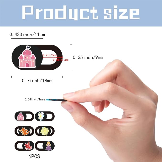 6Pcs 6 Styles Camera Cover Slide Cute 0.04 Inch Privacy Guard Accessories - Image 2