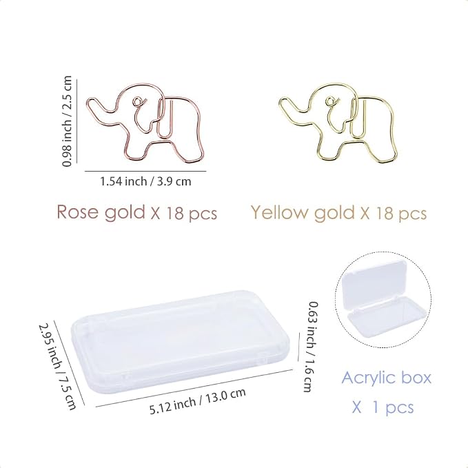 OWLFAVO 36pcs Elephant Shape Paper Clips - Image 2